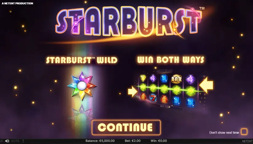 Starburst slot oyunu